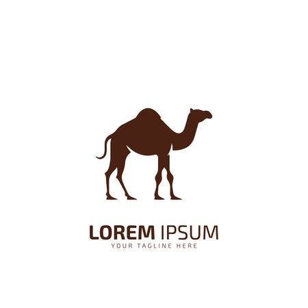 Camel graphic icon. Camel brown sign isolated on white background. Camel symbol of desert. Vector illustrationのイラスト素材