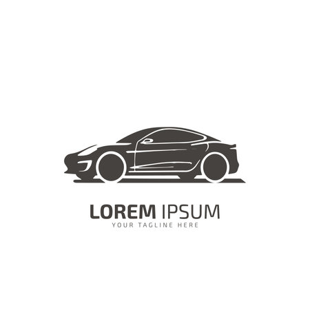 Automotive sport car racing logo template design black silhouette isolated on white background.vector illustration.のイラスト素材