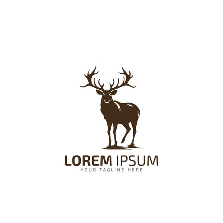 Deer creative design logo vector. Deer illustration. silhouette isolated on white background.のイラスト素材