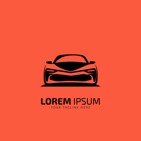 Auto style car logo design vehicle icon silhouette on orange background. Vector illustration. car silhouetteのイラスト素材