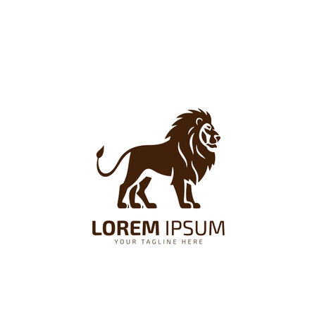 Lion logo vector illustration, icon, emblem design silhouette isolated on white backgroundのイラスト素材