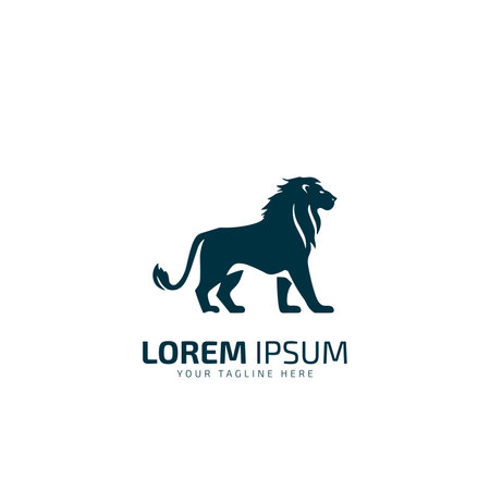 Lion logo vector. Lion icon logo template design silhouette isolated on white backgroundのイラスト素材