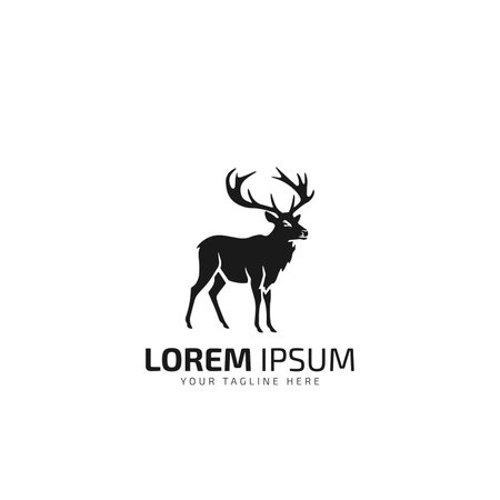 deer standing logo of deer icon vector illustration silhouette template. icon isolated on white background.のイラスト素材