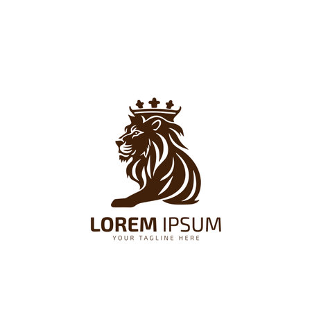 lion vector logo design silhouette isolated on white background. by saim art designer.のイラスト素材