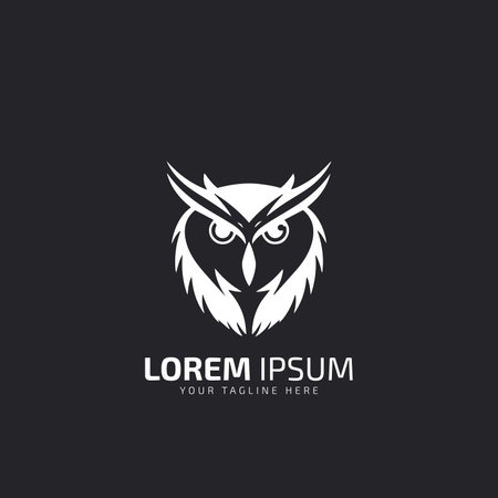 Aggressive Owl logo icon design, night hunter logo, bird logo.isolated on dark background.のイラスト素材