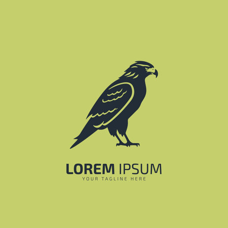 Eagle setting Logo icon Vector silhouette isolated on light green background.のイラスト素材