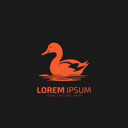 Hand drawn logo poultry duck silhouette and modern vintage typography retro style vector illustration. Duck bird logo for farm meat market packaging.のイラスト素材