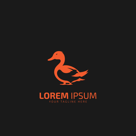 Hand drawn logo poultry duck silhouette and modern vintage typography retro style vector illustration.のイラスト素材