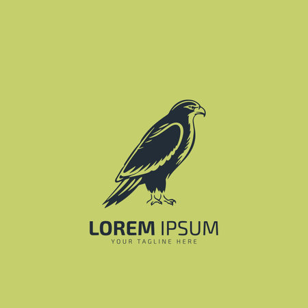 Eagle setting Logo Vector silhouette isolated on light green background.のイラスト素材