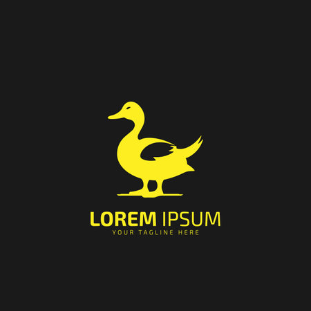 Hand drawn logo poultry duck silhouette and modern vintage typography retro style vector illustration. Duck bird logotype for farm meat market packaging and restaurant menu decoration.のイラスト素材