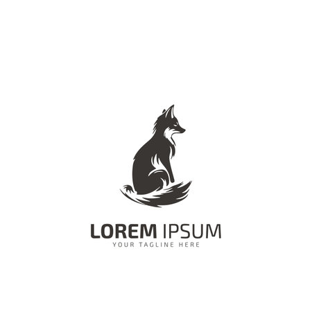 Creative Fox sitting Logo Symbol Vector Design Illustration templateのイラスト素材
