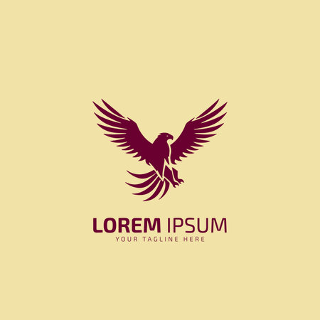 Eagle flying Logo Vector bird design template silhouette isolated on skin background.のイラスト素材