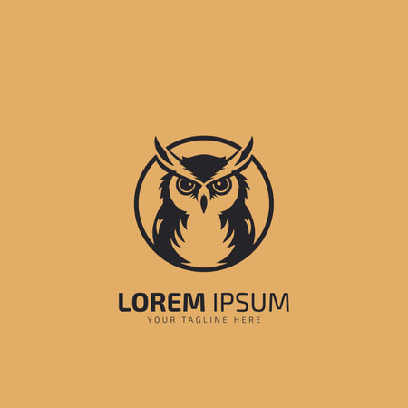 aggressive Owl simple logo template design in circle.のイラスト素材