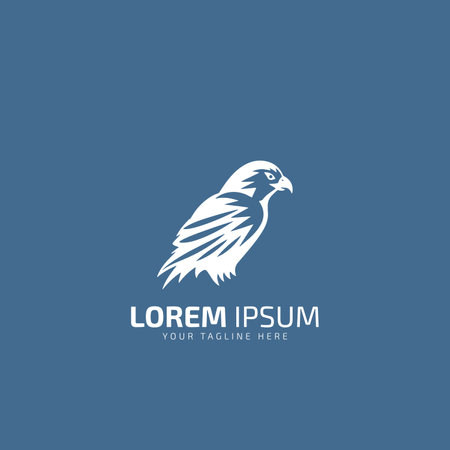 Eagle setting Logo Vector isolated on blue background.のイラスト素材