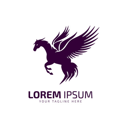 Horse logo template. Silhouette of a flying horse.のイラスト素材