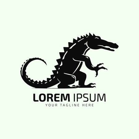 Vector of crocodile design isolated black alligator on green background. Wild Animals. Reptile. Easy editable layered vector illustrationのイラスト素材