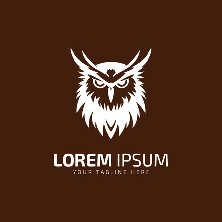 Owl logo design template icon vector illustration on yellow backgroundのイラスト素材