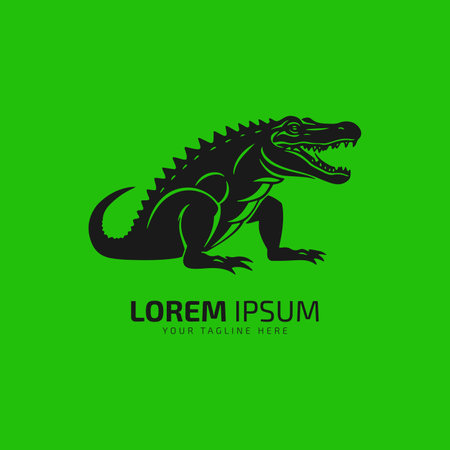 Crocodile and alligator silhouette iconのイラスト素材