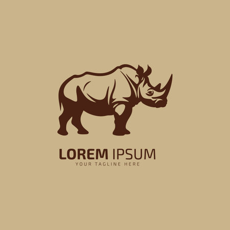 Cartoon rhino logo icon vector illustrationのイラスト素材