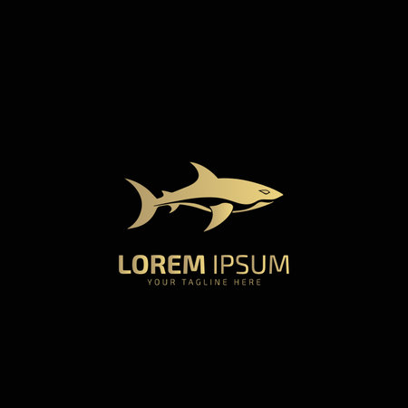 Fresh fish water logo icon vector design silhouette template isolated on black background.のイラスト素材