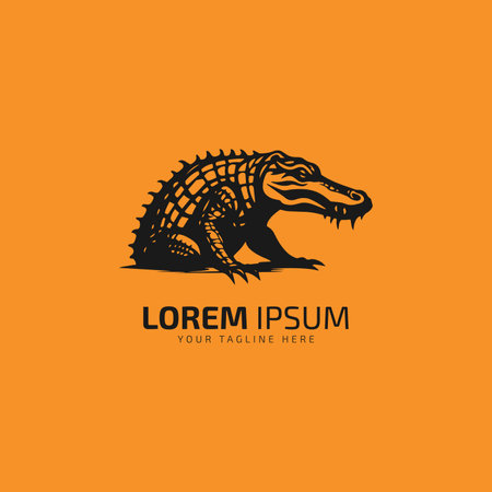 vector Wildlife crocodile or alligator logo iconのイラスト素材