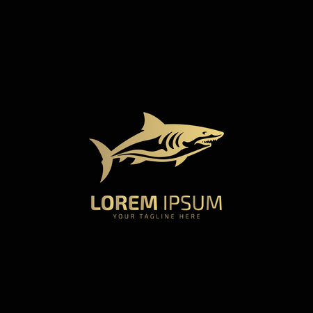 Fish logo icon vector design silhouette template isolated on dark background.のイラスト素材