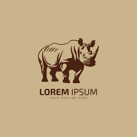 Label with the image of the African rhinoceros. Vector.のイラスト素材