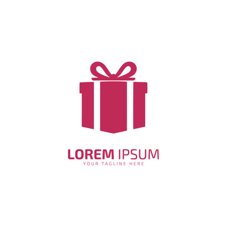 Gift box with bow icon vector, solid pictogram isolated on white. Symbol, logo illustration.pink box on white background.のイラスト素材