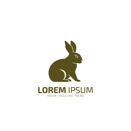 Silhouette of easter bunnies logo, rabbit sitting logo vector icon design isolated silhouette on white background.のイラスト素材