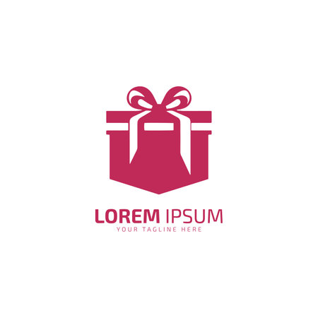 Gift box with bow icon vector, filled flat sign, solid pictogram isolated on white. Symbol, logo illustration.pink box on white background.のイラスト素材