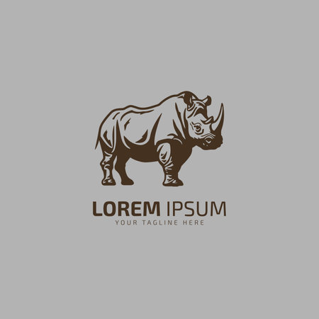 Vector rhino silhouette side view for logo, vintage design Isolated.Vector illustration of a silhouette of a standing.のイラスト素材
