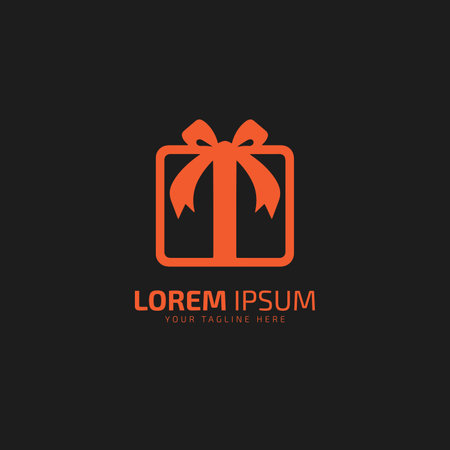 Love Box logo. Gift and presents shop. orange box. 3D illustration. Contour option.のイラスト素材