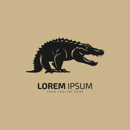 crocodile with mouth open Crocodile icon silhouette vector illustrationのイラスト素材