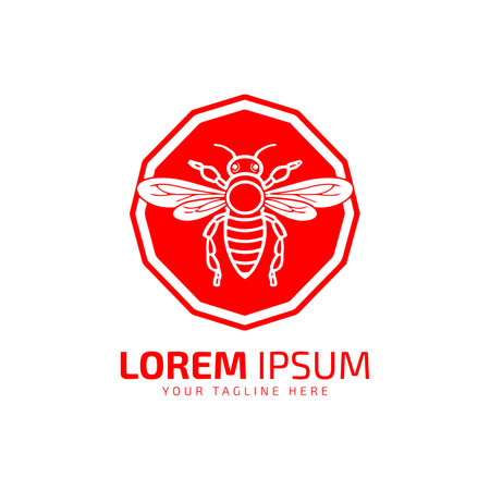 honey bee logo icon vector design template silhouette red bee isolated on white background.のイラスト素材