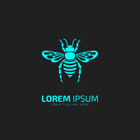 Graphic illustration of silhouette honey bee. Isolated on background vector drawing for honey products, package, design.のイラスト素材