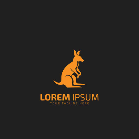 kangaroo sitting logo icon illustration isolated vector sign symbol design silhouette illustration template isolated yellow kangaroo on black background.のイラスト素材