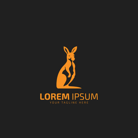 kangaroo sitting logo icon illustration isolated vector design silhouette illustration template isolated yellow kangaroo on black background.のイラスト素材