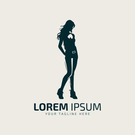 Girl silhouette logo icon isolated vector illustration design template illustration on white background.のイラスト素材