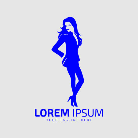 girl standing logo icon silhouette isolated on white background.のイラスト素材