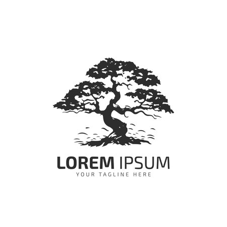 Icon or vector of Tree logo silhouette isolated on white background.のイラスト素材