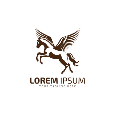 flying horse logo icon vector template pegasus logo icon.のイラスト素材
