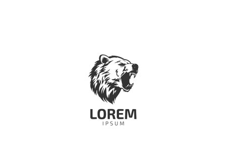 Grizzly bear or honey bear or polar bear head face silhouette logo design iconのイラスト素材