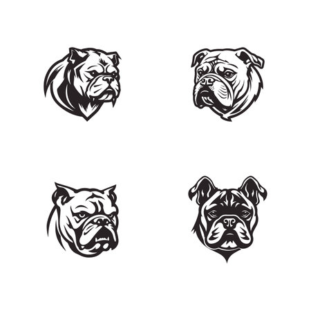 Bull dog Icons set logo vector templateのイラスト素材
