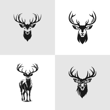Collection of Deer logo Silhouette on White Backgroundのイラスト素材