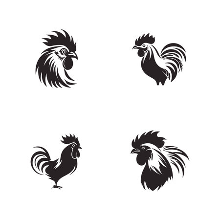 Rooster logo icon or cock Icons setのイラスト素材