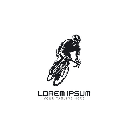Vector isolated bicycle icon. Bike silhouette symbol with riderのイラスト素材