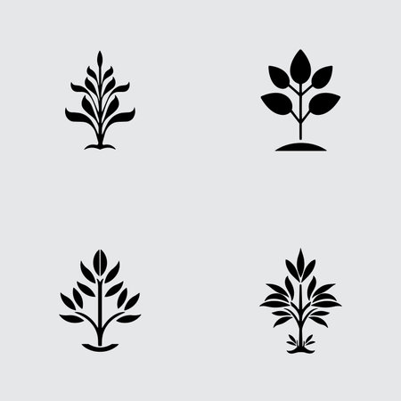 Four vector floral elements logo silhouetteのイラスト素材