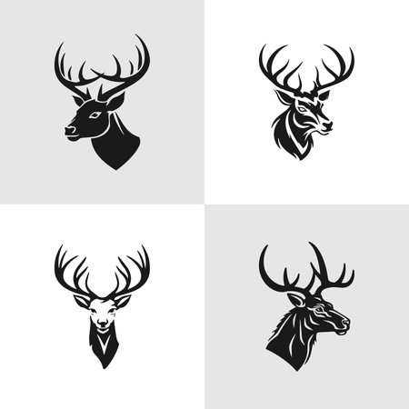 Vector Set of Dappled Deer Silhouettes iconsのイラスト素材