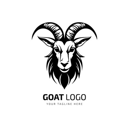 goat's head logo design modern goat logo vector silhouetteのイラスト素材