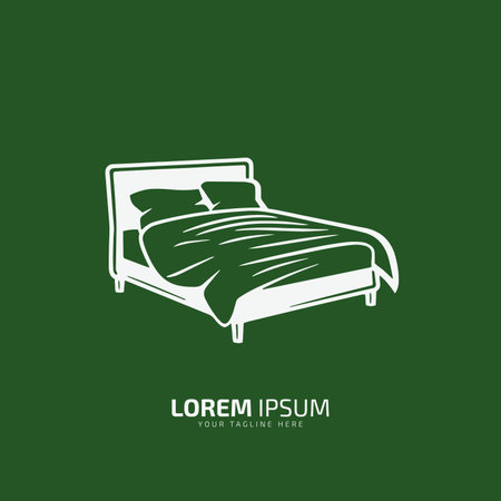 Bed logo ideas bed vector bed icon isolated on green backgroundのイラスト素材